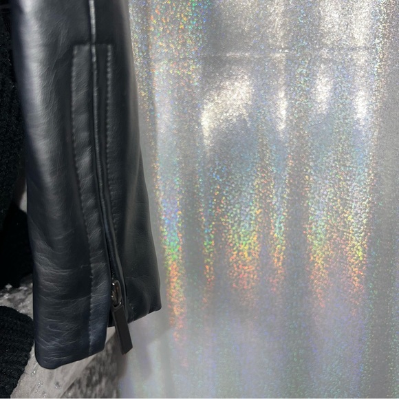 John + Jenn coat jacket cardigan multi style zipper black leather look sleeve - Picture 3 of 5